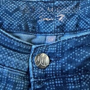 Melissa McCarthy patterned Blue Jeans with frayed bottoms. Size 16w